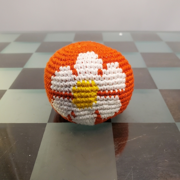 2 Flower image footbag hand woven pellet filled hacky sackjyggle stress ball - Picture 2 of 6